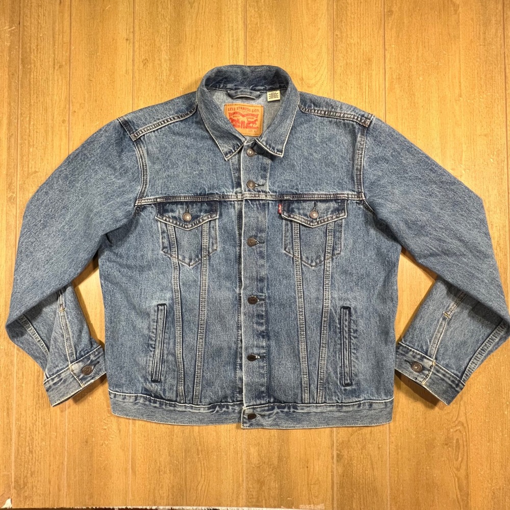 Levi Strauss & Co Denim Trucker Jacket Medium Wash Blue Mens Large 70507-0489 - Picture 1 of 13